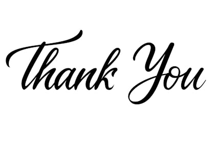 Words thank you written in black on white background