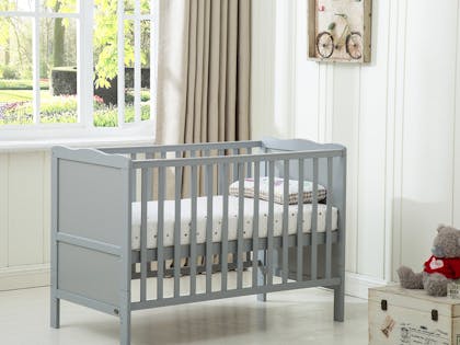 Mcc® Grey Wooden Baby Cot Bed