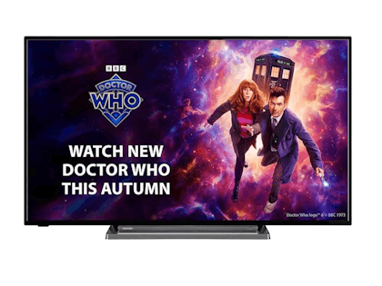 Toshiba TV set showing Dr Who on screen
