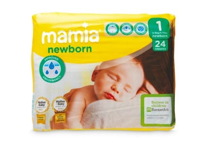 5. Mamia Newborn Nappies (24 pack), £0.79