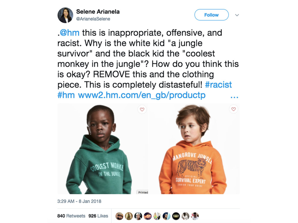 H & m on sale racist