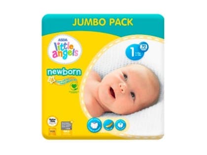6. Little Angels Newborn Nappies, (70 pack) £2.50