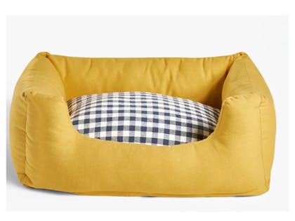 Gingham yellow pet bed