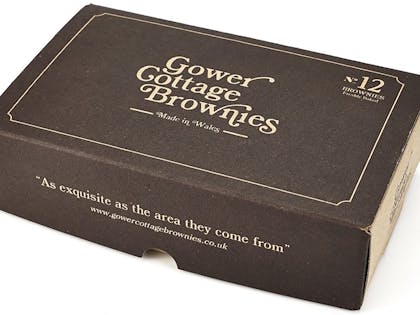Brown cardboard box containing brownies
