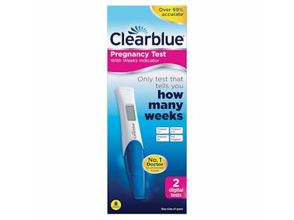 1. Clearblue pregnancy test with weeks indicator, (two digital tests)