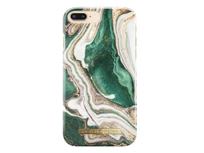Jade, gold and white swirled phone case