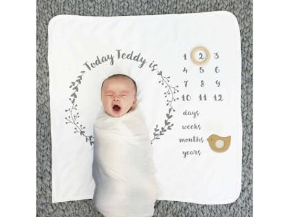 Personalised Baby Age Botanical Blanket Set