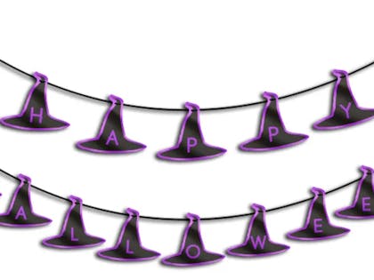 Happy Halloween Purple Witches Hat Bunting