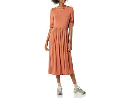 Amazon Essentials Women's Crewneck Short Sleeve Knit Midi Dress