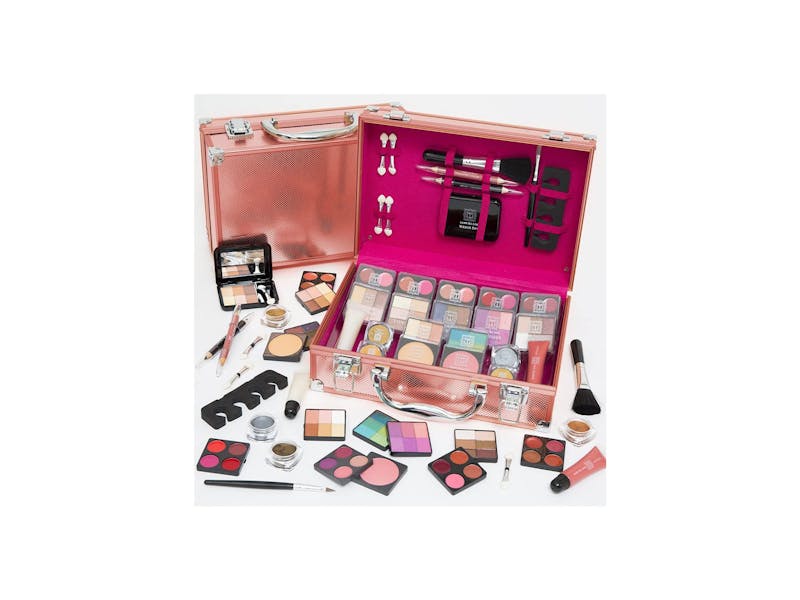 Dawn Till Dusk 80pc Pro Rose Gold Cosmetic Makeup Vanity Beauty Travel Gift Storage Case Set