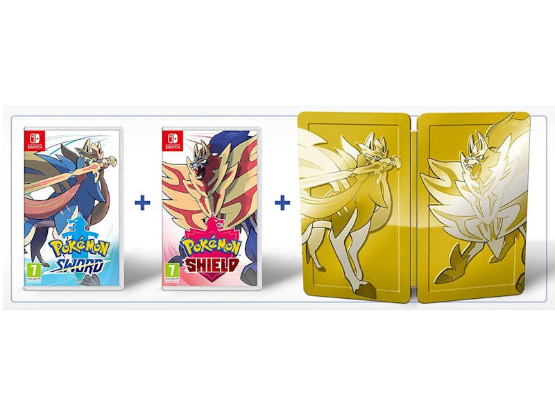 Double Pack Pokémon Sword & Pokémon Shield + Golden Dual Game Card Steelbook Nintendo Switch.