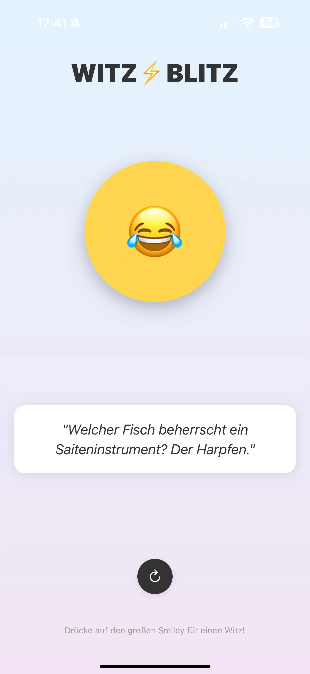 Screenshot des WitzBlitz Prototypen