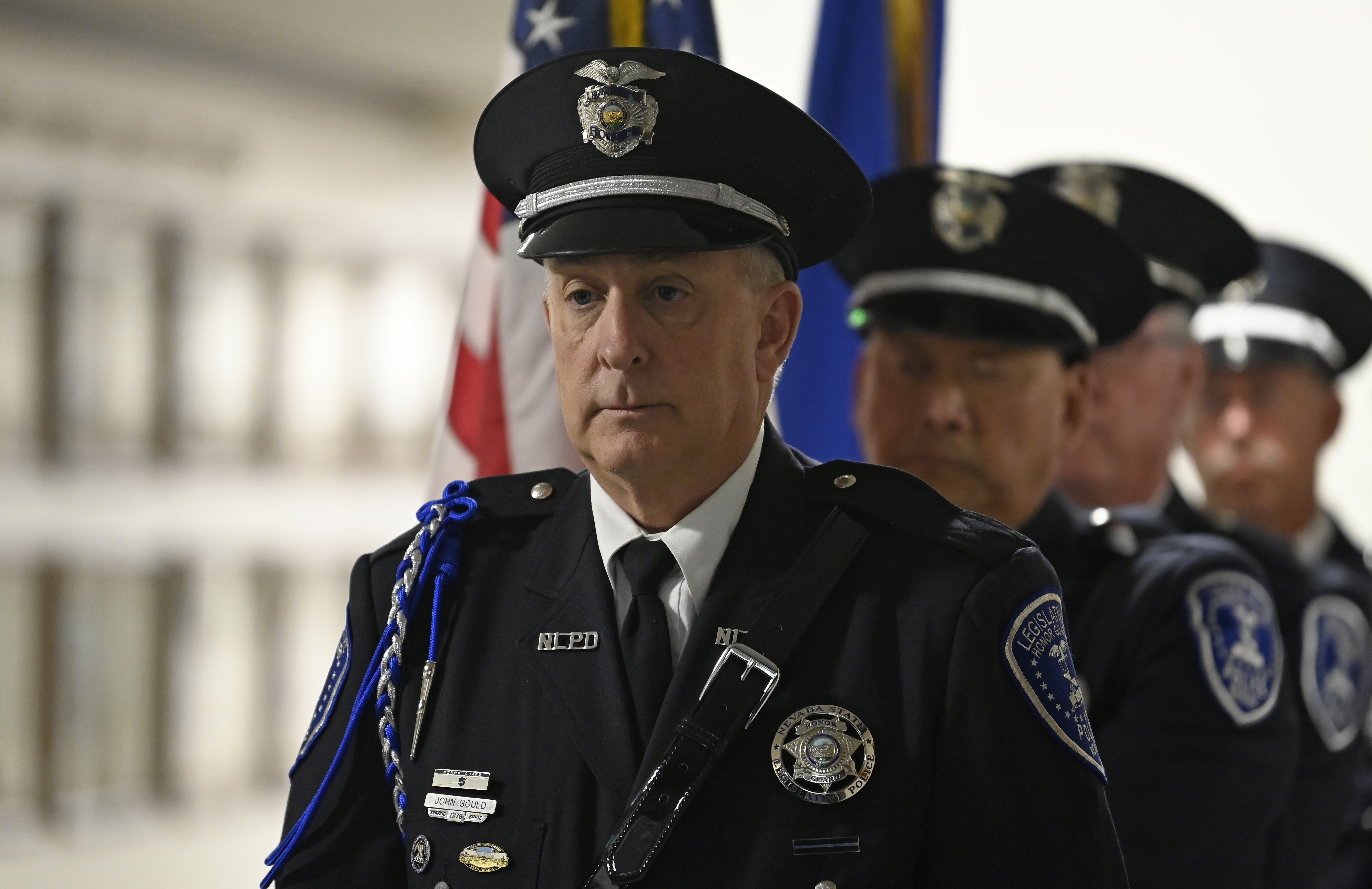 The Nevada Legislative Police Color Guard entering chambers on the opening day of the 83rd Legislative Session.