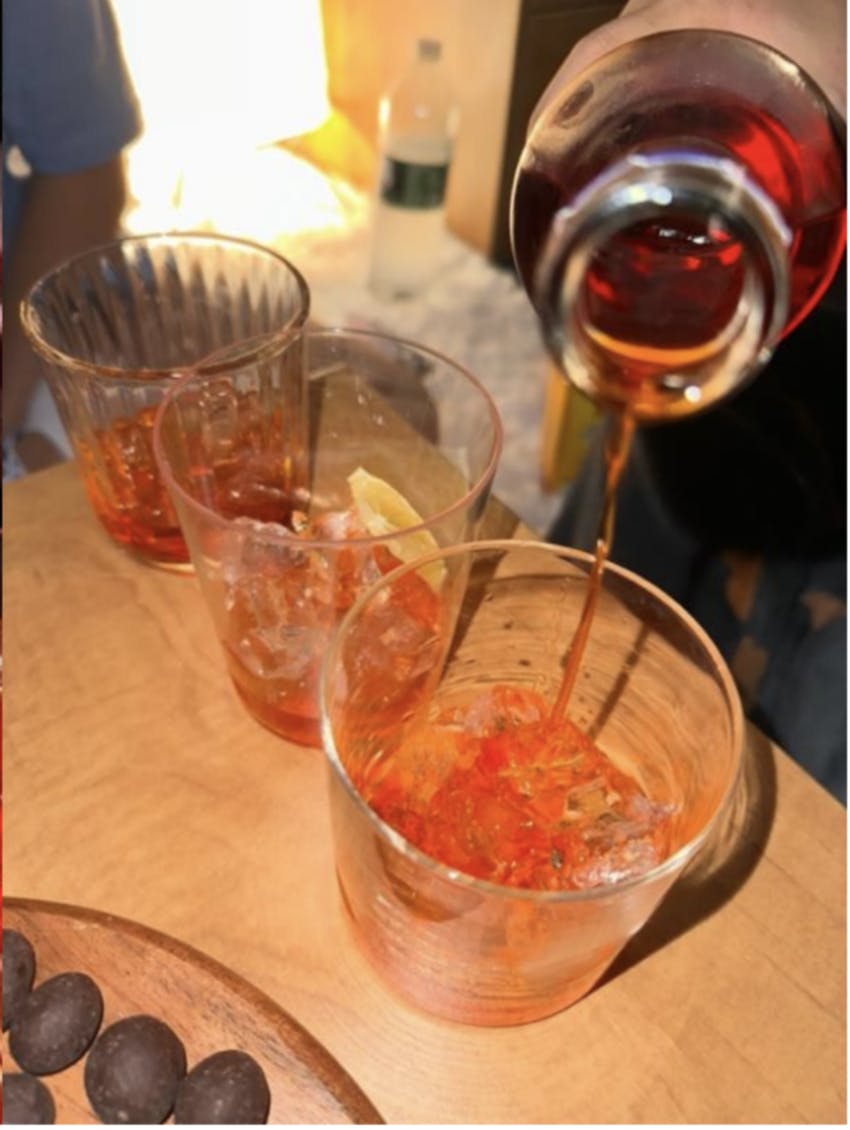 Glasses of cranberry aperol spritz