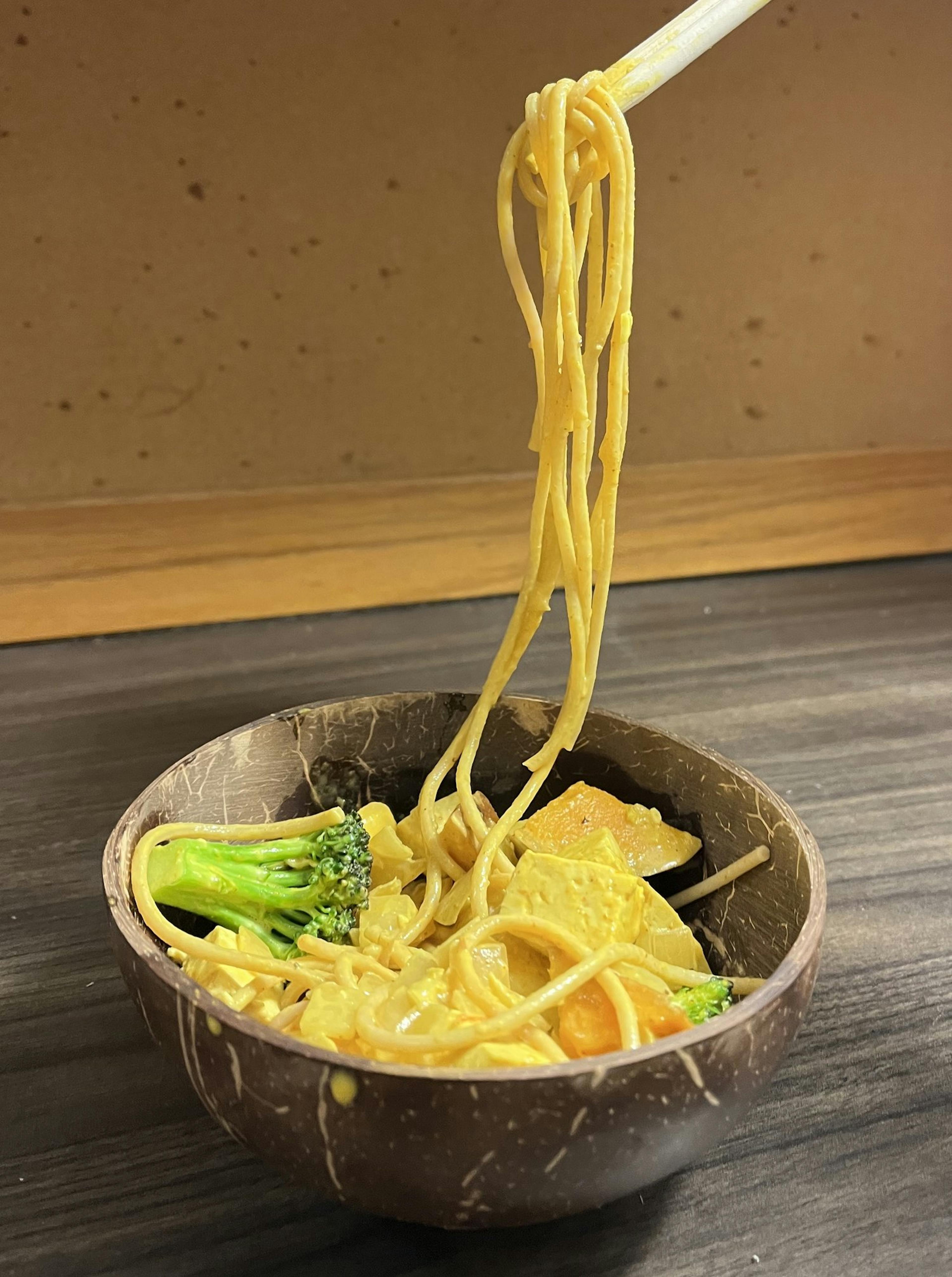 Bowl of coconut curry noodles