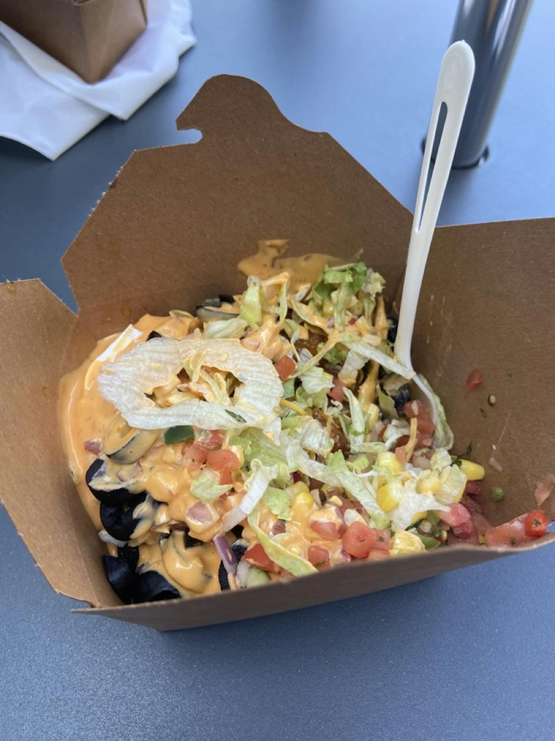 Orange chicken burrito bowl at Terrace