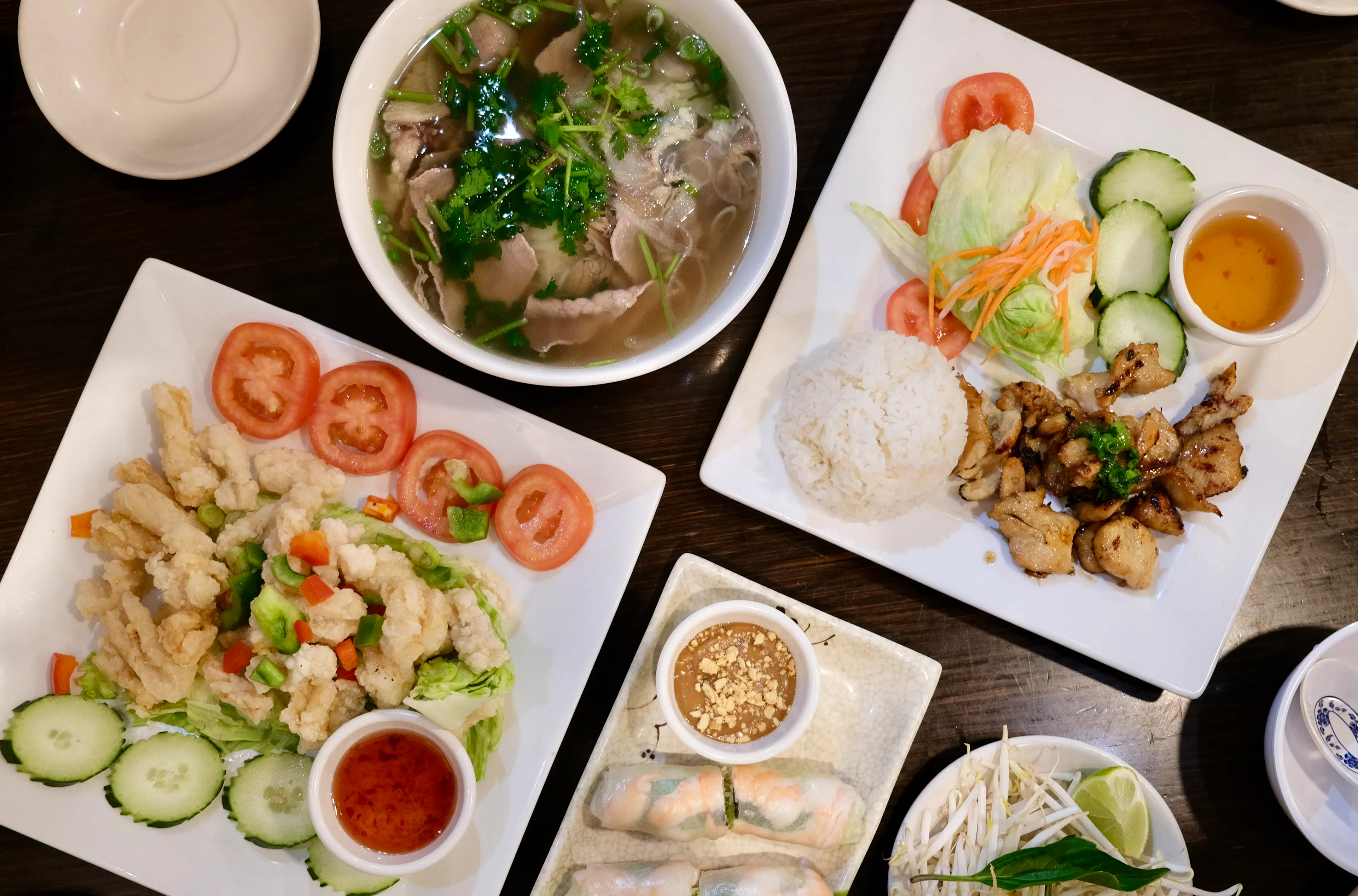 spread of various Vietnamese dishes