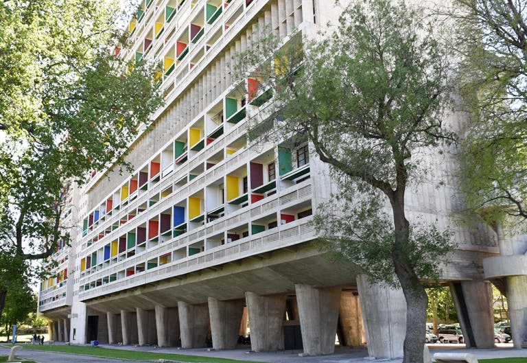 Façade de la Cité Radieuse, dessinée par Le Corbusier, Marseille