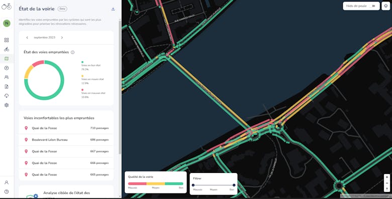 L'état de la voirie mis à disposition grâce à l’accéléromètre des téléphones des cyclistes 