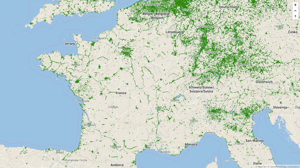 Carte des aménagements cyclables