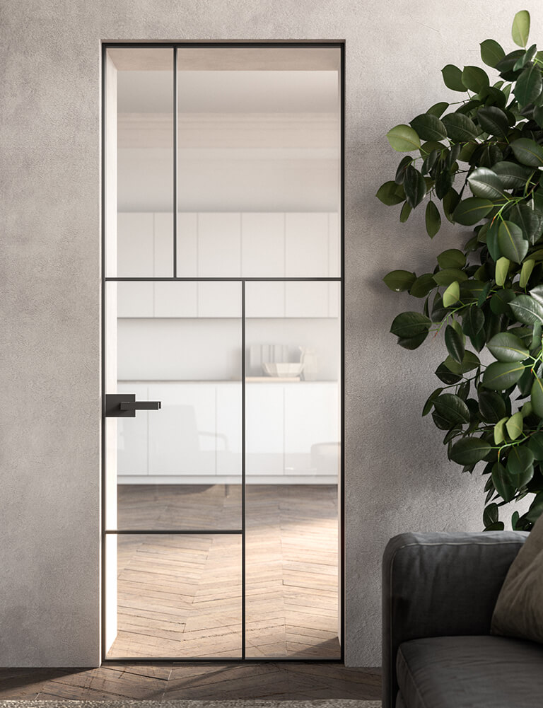 Porta d'interni Henry Glass Grid vetro trasparente