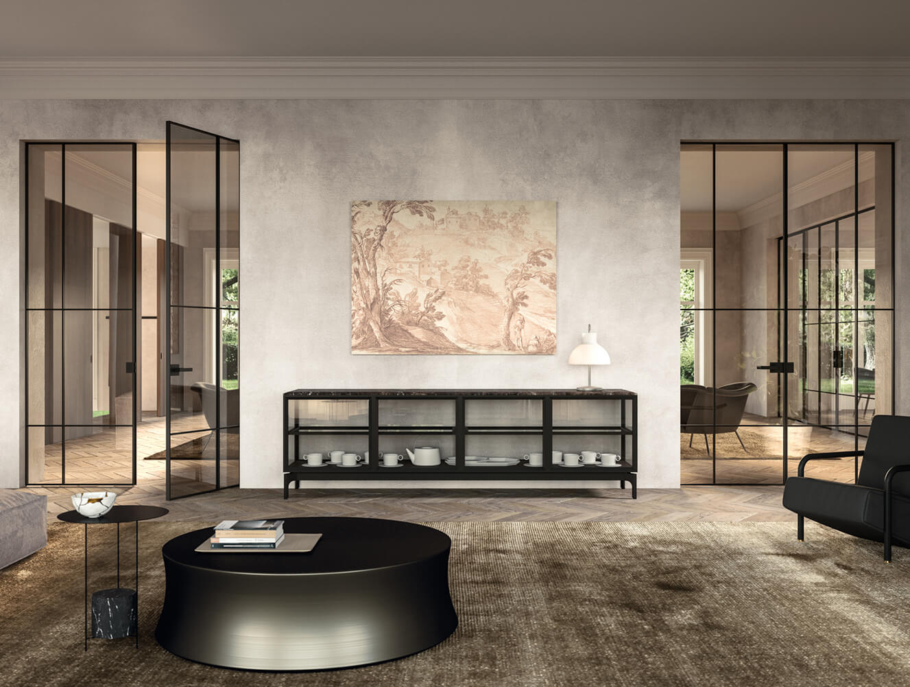 Porta d'interni Henry Glass Collezione Grid vetro bronzo