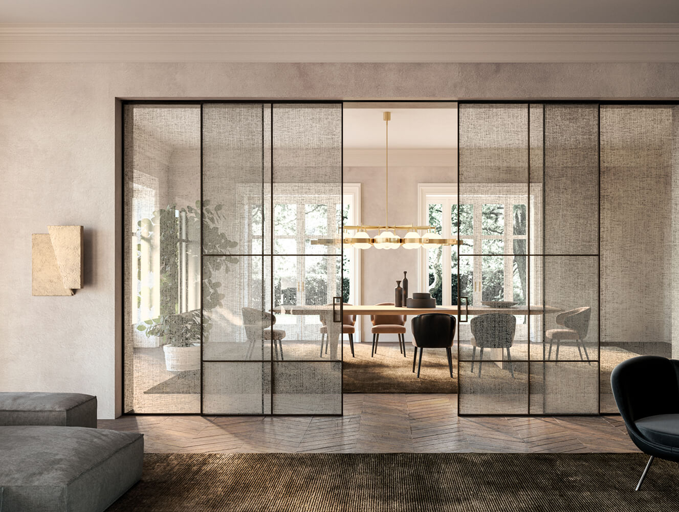 Porte Henry glass Collezione Grid Lino