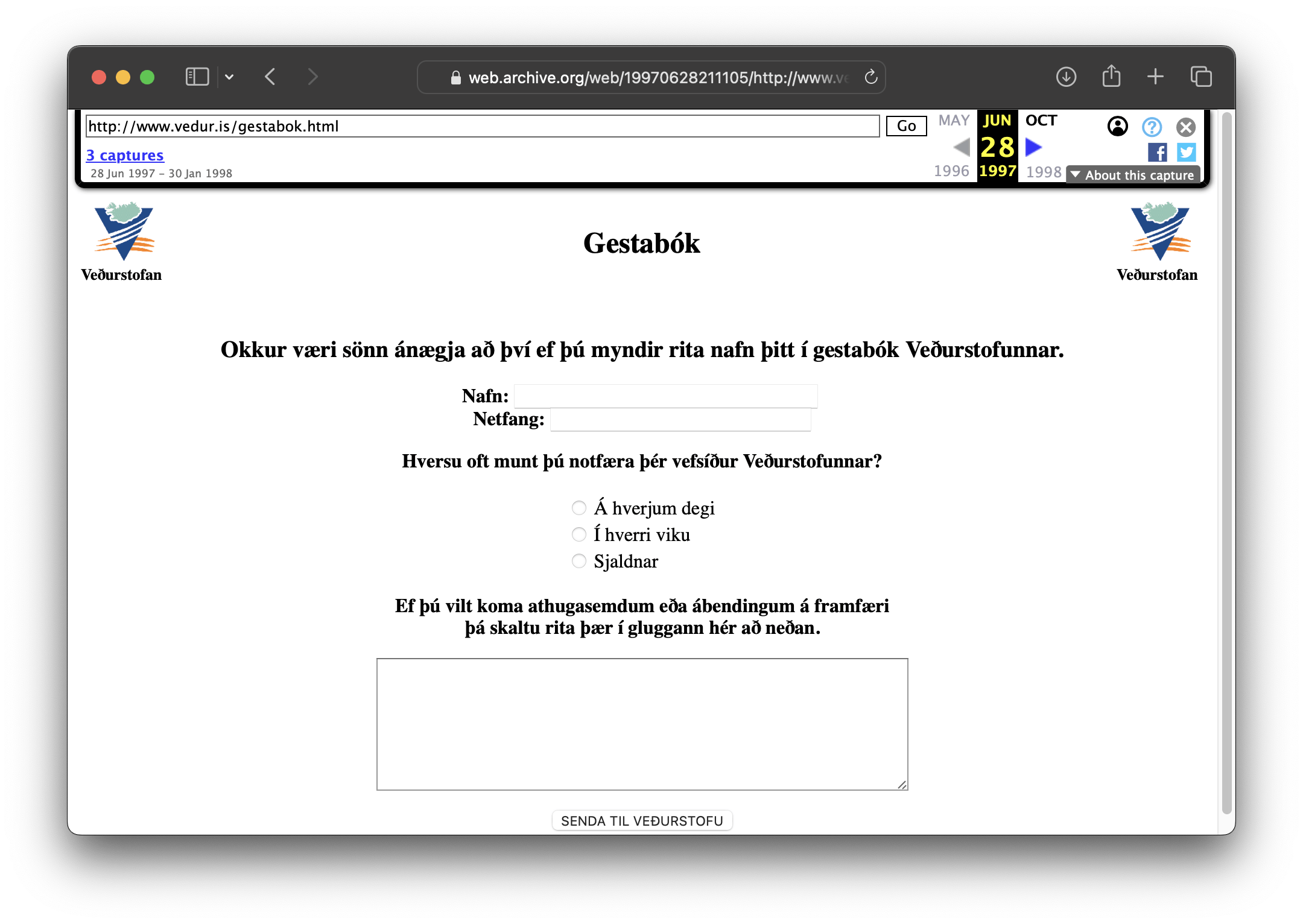 Gestabók Vedur.is árið 1997 