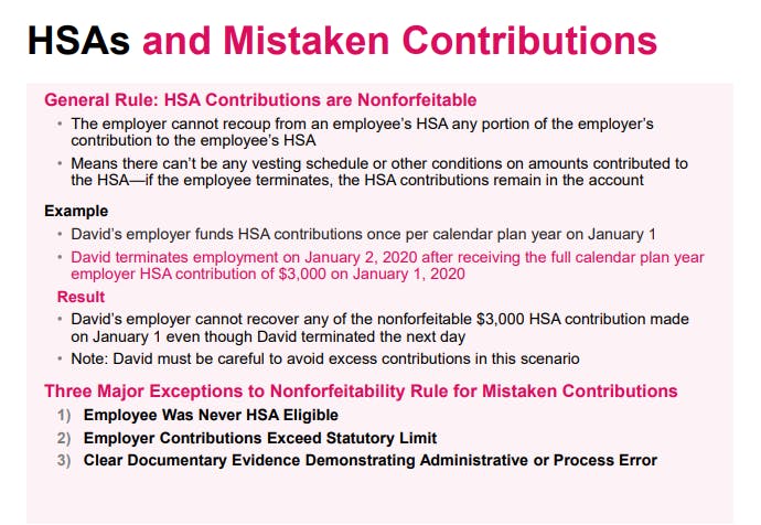 HSAs and Mistaken Contributions General Rule