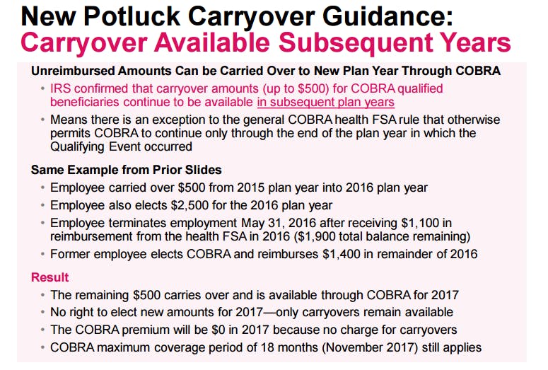 COBRA Carryover Guidance