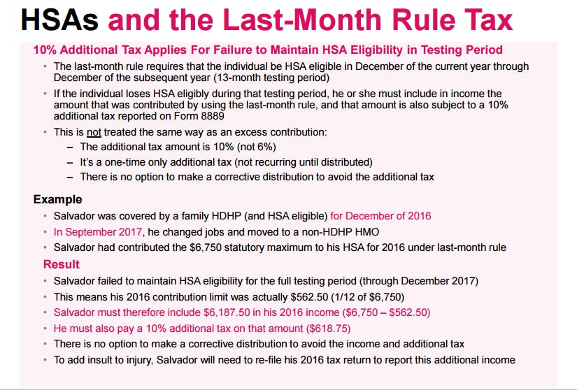 HSAs and the Last-Month Rule Tax
