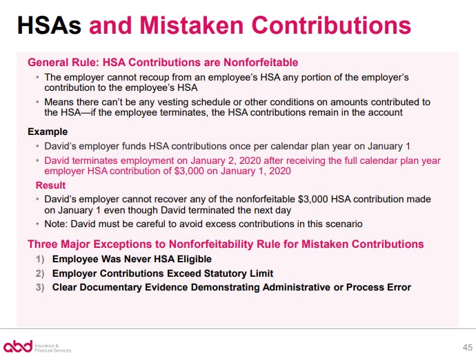 HSAs and Mistaken Contributions - General Rule