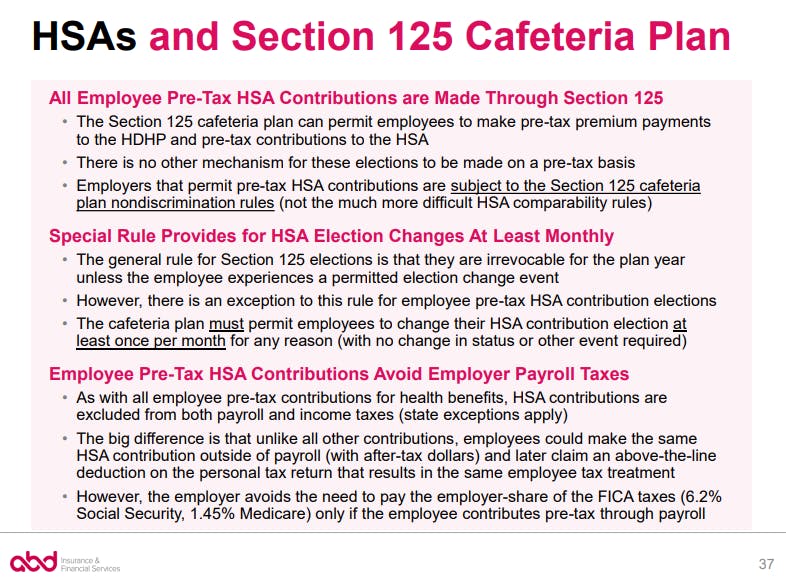HSAs and Section 125 Cafeteria Plan