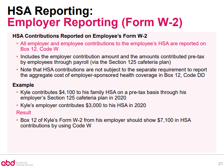 HSA Form W2 Reporting