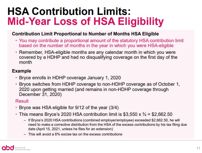 mid-year loss of HSA eligibility