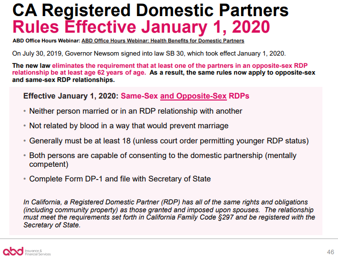 Registered Domestic Partners And Company-Defined Domestic Partners