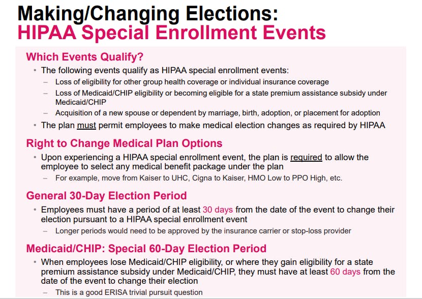 HIPAA Special Enrollment Events