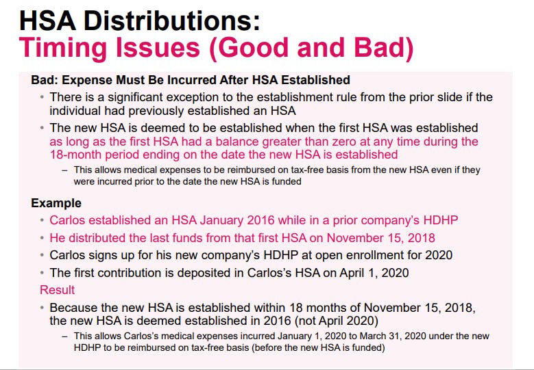 HSA Distributions Timing Issues