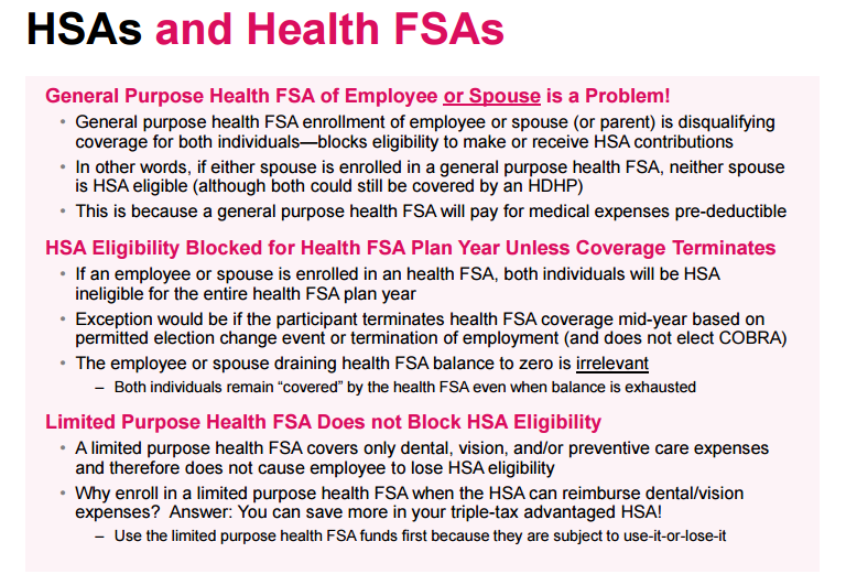 HSA Interaction With Health FSA