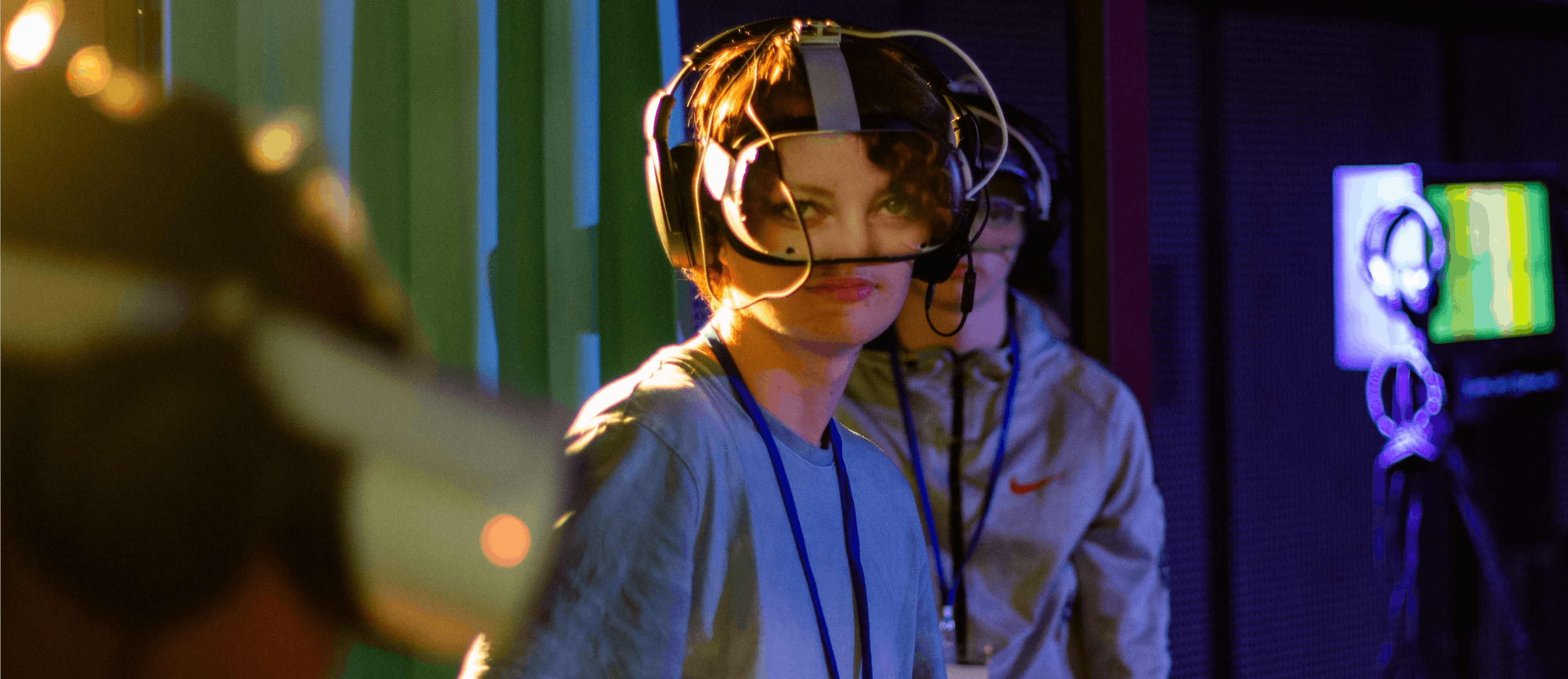 User with VR headset doing XR Experience Crari or Not Crari