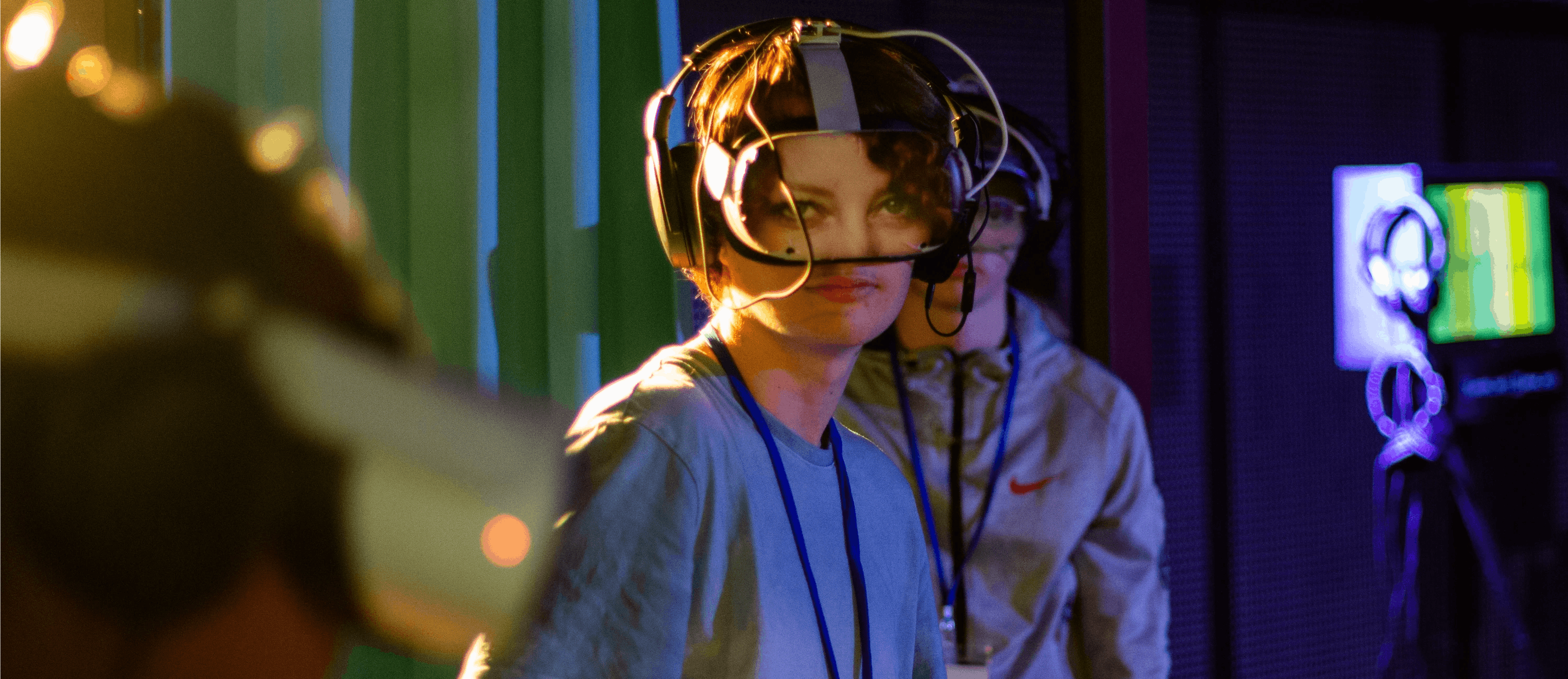 User with VR headset doing XR Experience Crari or Not Crari