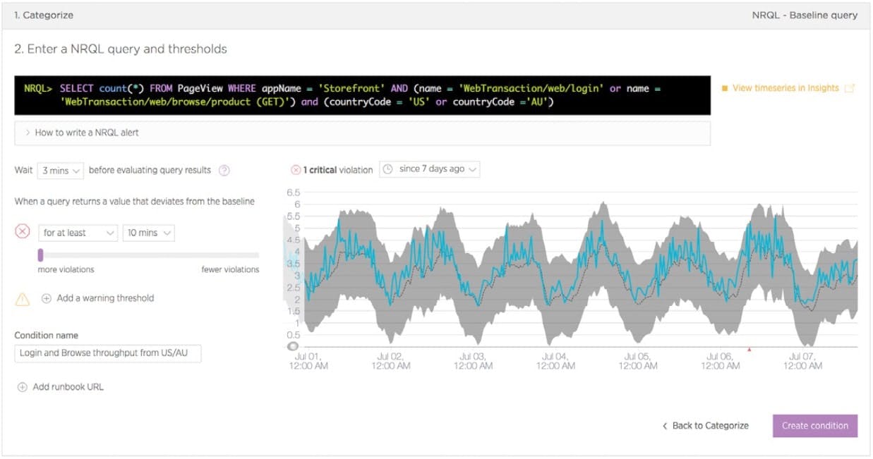 Dynamic Baselines let you tune alerting thresholds.