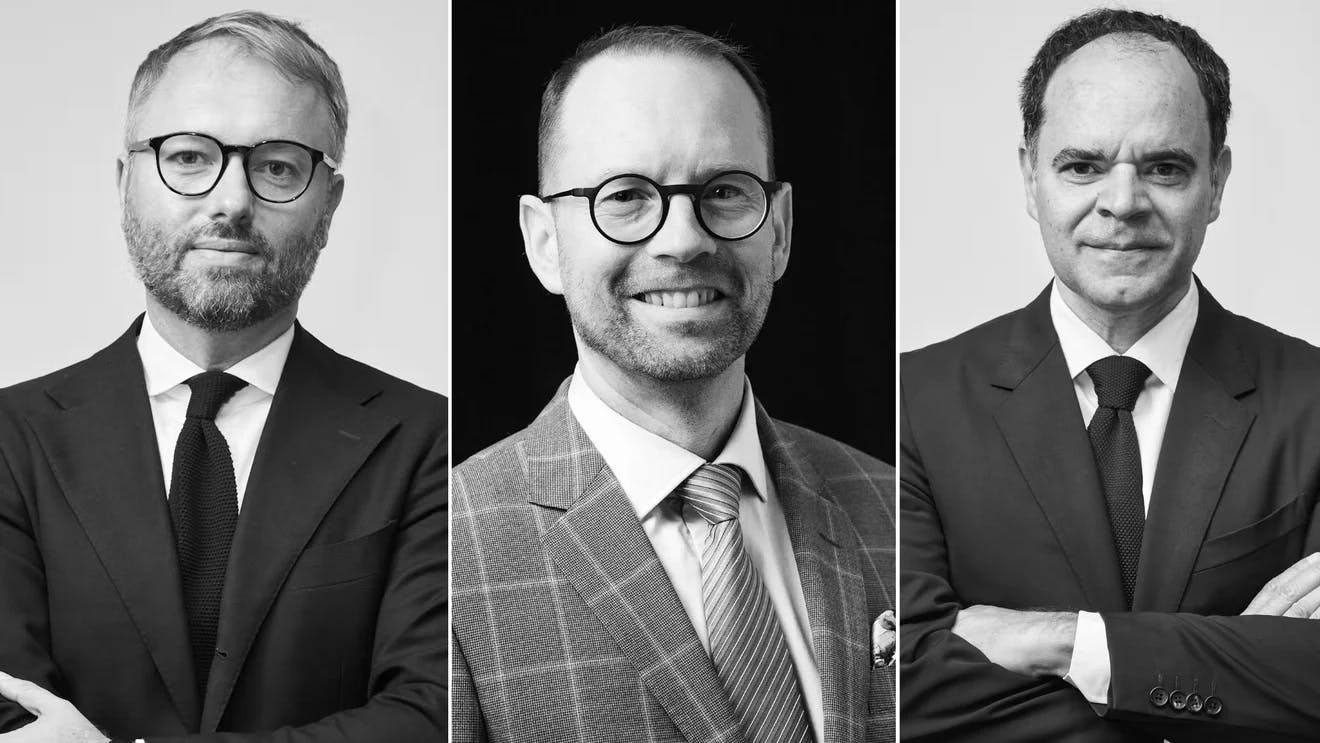 Mattias Keresztesi, vd, New Republic, Harri Leinikka, vd, founding partner, Reputation & Trust Analytics och Paulo Silva, founding partner, New Republic. Foto: Pressbild