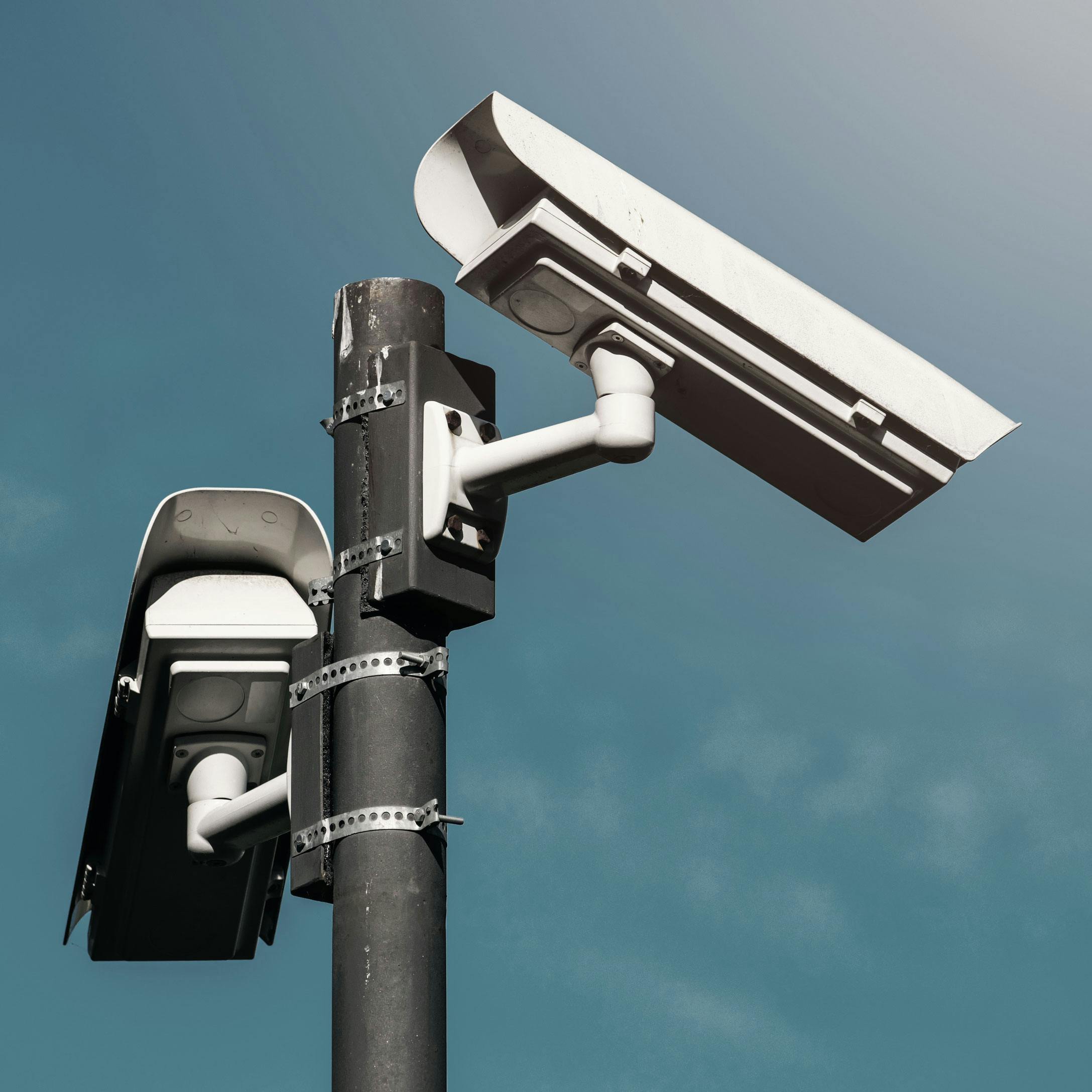 Security cameras on a pole