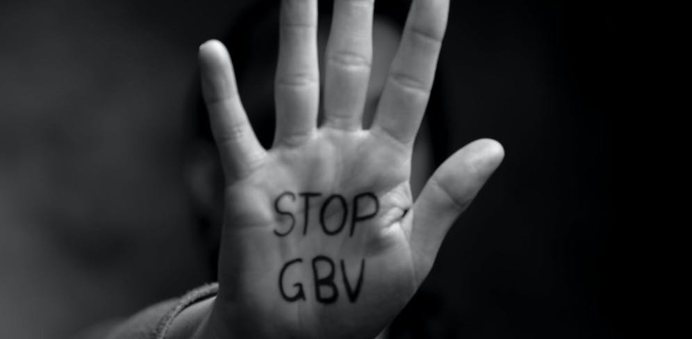 Stop GBV written on hand