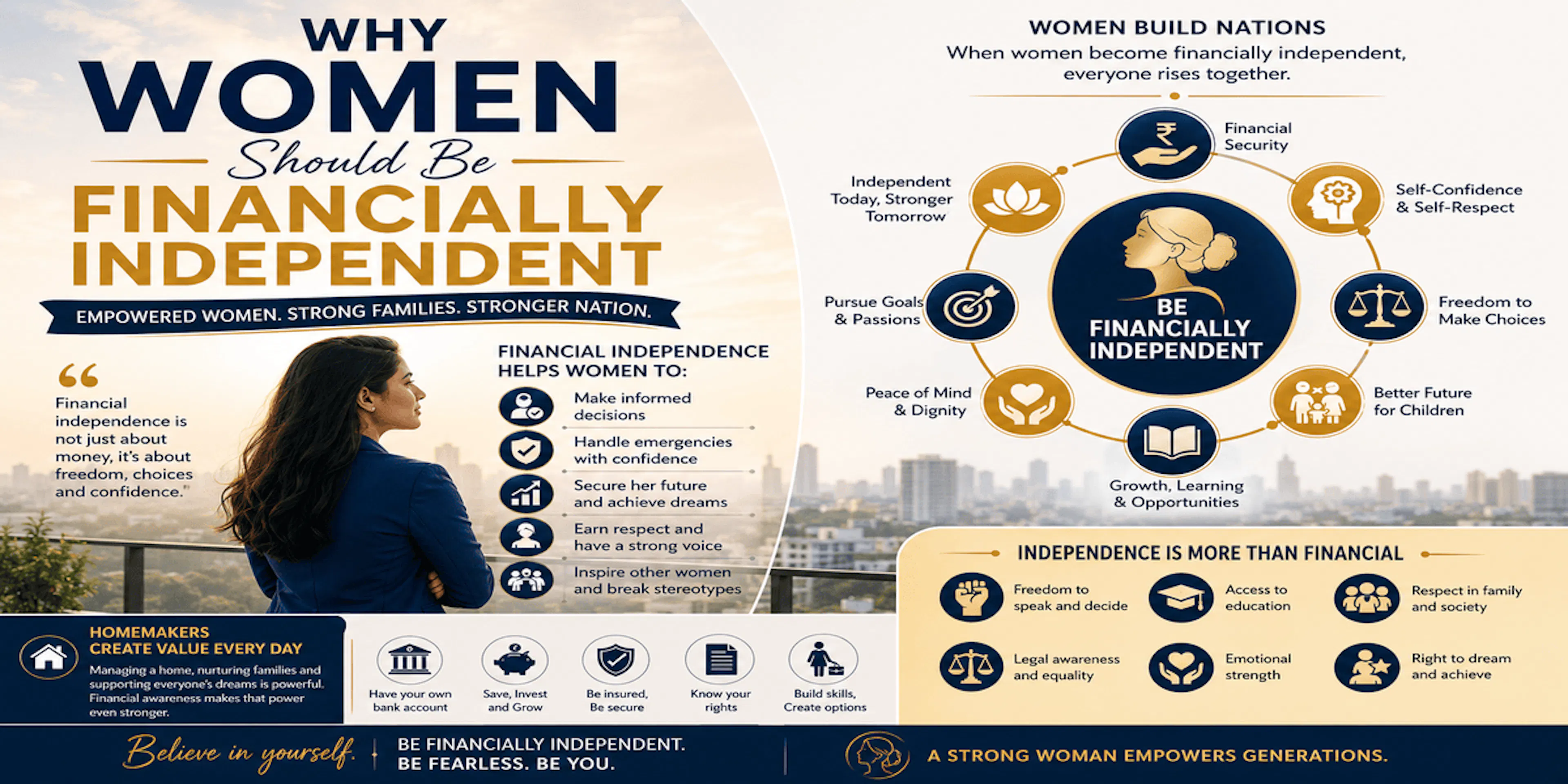 "A financially independent woman does not seek permission to dream—she creates opportunities to achieve those dreams."