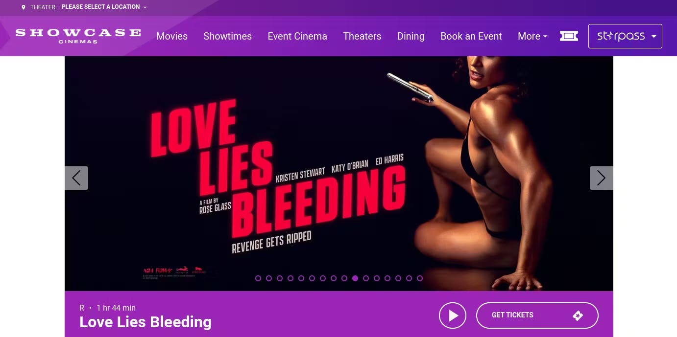 Showcase Cinemas Gatsby JS website