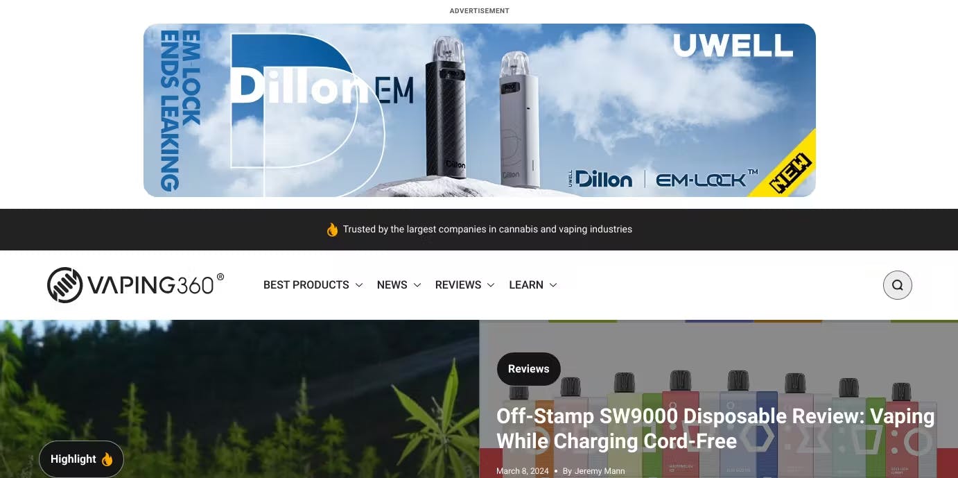 Vaping 360 Gatsby JS website