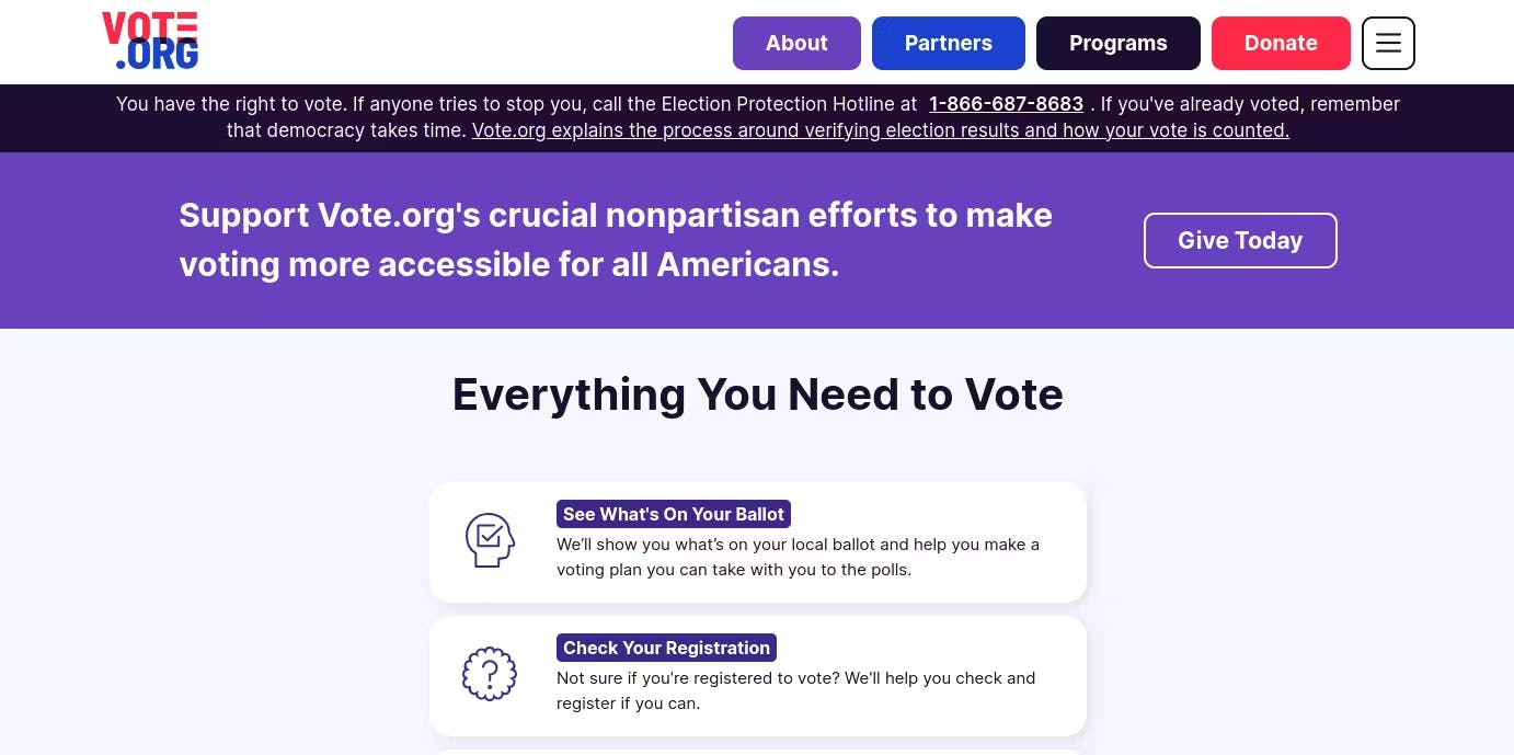 Vote.org Gatsby JS website