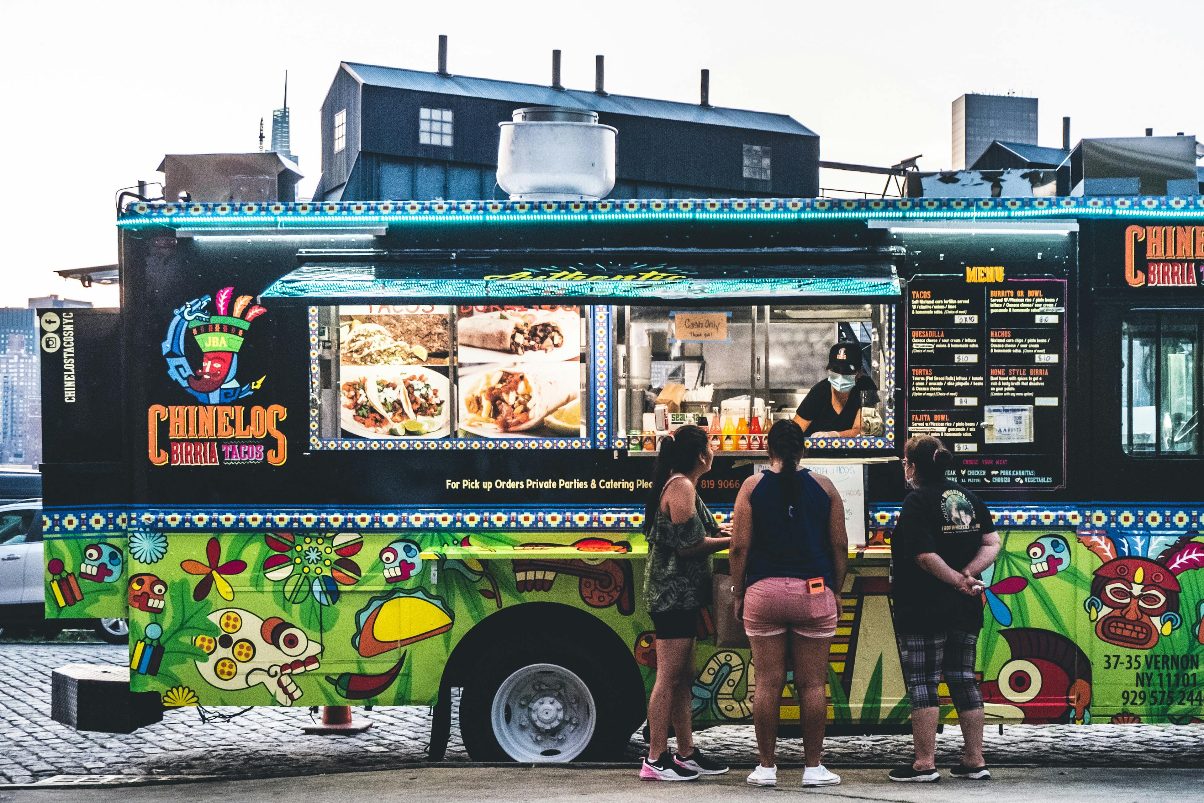 Tacos from a Mexican food truck. 